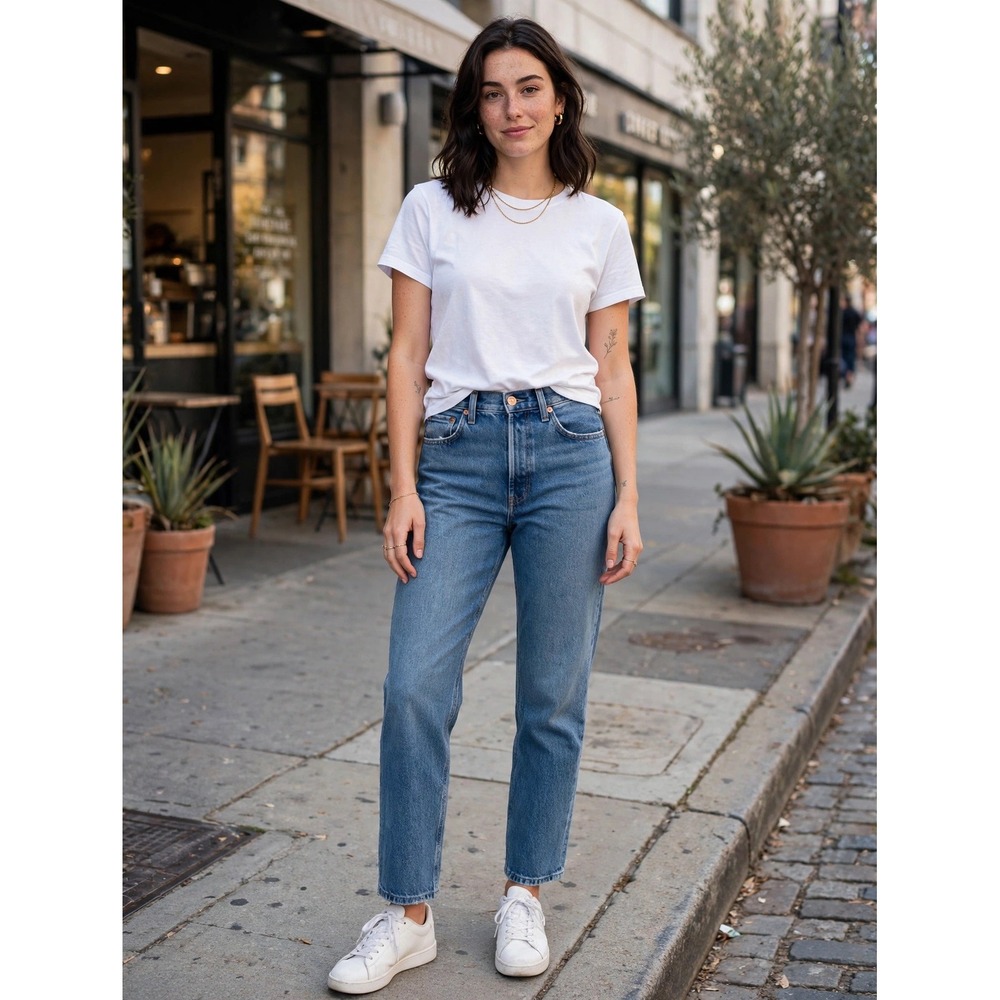 PAIGE Billy High Rise Straight Leg Jeans Blue 100% Cotton Button Fly 27